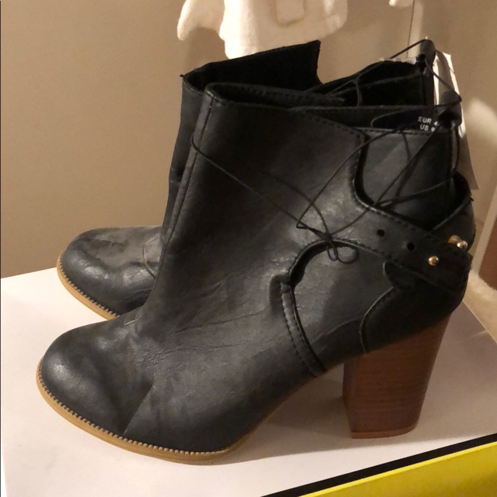 H&M Black Faux Leather Booties